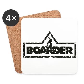 Boarder (Vintage Schwarz) Snowboard Snowboarder - Untersetzer (4er-Set) - Weiß - Vorne