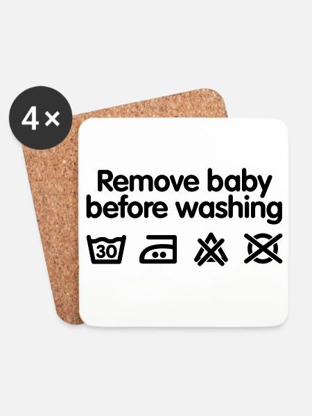 Remove baby before washing - Coasters (set of 4) - white