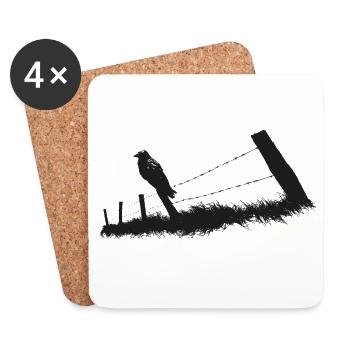 Raven Crow Fence Fence Pole - Coasters (set of 4) - white - Front