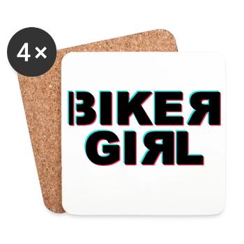 Biker girl glitch - Coasters (set of 4) - white - Front