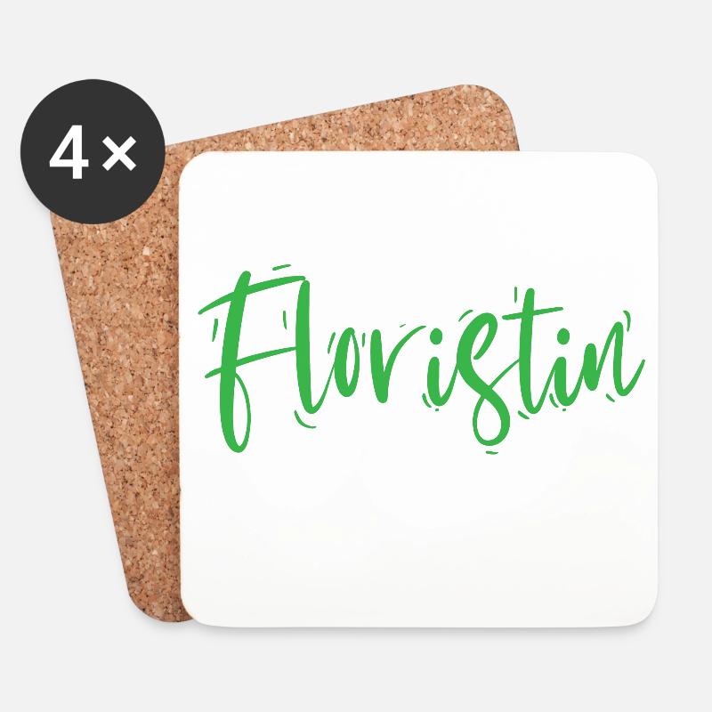 Floristin Design – Eleganter Schriftzug - Untersetzer (4er-Set) - Weiß