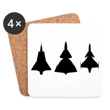 Draken / Viggen / Gripen / jet fighter - Coasters (set of 4) - white - Front