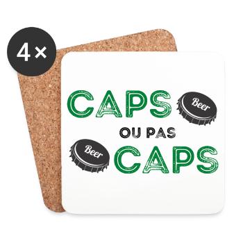 Caps ou pas caps humour drôle cadeau - Dessous de verre (lot de 4) - blanc - Devant