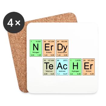 Periodic Table - NErDy TeachEr - Coasters (set of 4) - white - Front