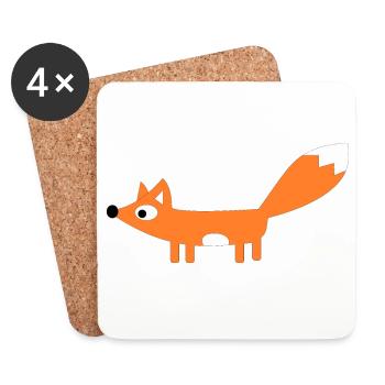 Renard - Dessous de verre (lot de 4) - blanc - Devant