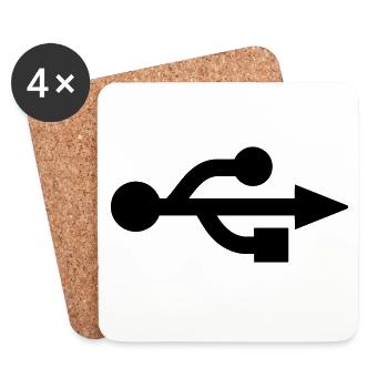 USB Logo - Nerd - Geek - Coasters (set of 4) - white - Front