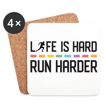 Das Leben ist hart. Laufen Sie härter. - Untersetzer (4er-Set) - Weiß - Vorne