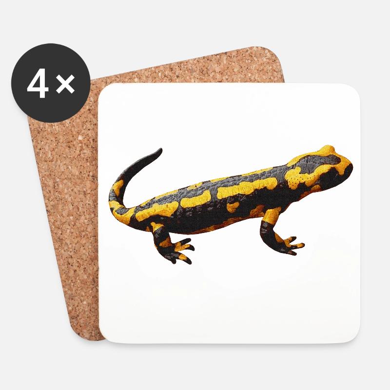 lurch, amphibie, Feuersalamander, tiermotive mann - Untersetzer (4er-Set) - Weiß