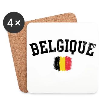 Belgian Flag Brushstroke - Coasters (set of 4) - white - Front