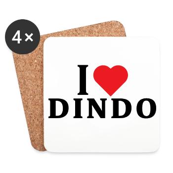 T-shirt J’adore Dindo t-shirt idée cadeau - Dessous de verre (lot de 4) - blanc - Devant