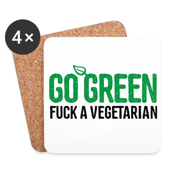 Griller anti-végétarien Go green fuck a vegetarian - Dessous de verre (lot de 4) - blanc - Devant