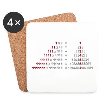 ZAHLEN PALINDROM 1x1 HOCH ZWEI GESCHENK 1^2 - Untersetzer (4er-Set) - Weiß - Vorne