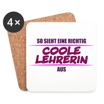 so sieht eine richtig coole Lehrerin aus - Untersetzer (4er-Set) - Weiß - Vorne