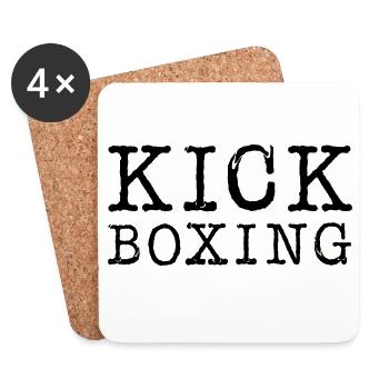 Kickboxing kickboxing MMA symbole combattant graphique - Dessous de verre (lot de 4) - blanc - Devant