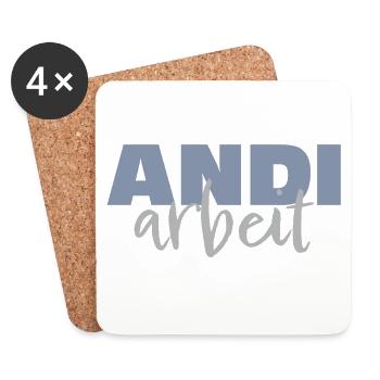Andi Arbeit, an die Arbeit, Andreas, Andrea - Untersetzer (4er-Set) - Weiß - Vorne