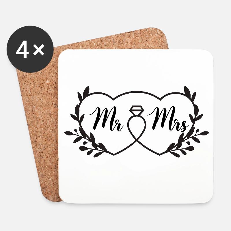 Mr Mrs - Coasters (set of 4) - white
