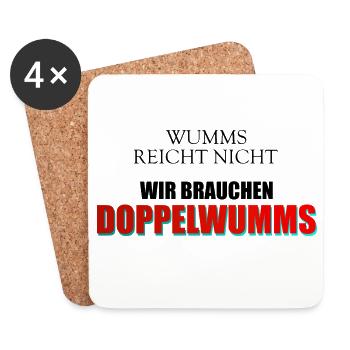 Wumms, Doppelwumms, Scholz, Politik, Sprüche - Untersetzer (4er-Set) - Weiß - Vorne