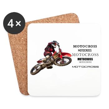 Motocross - Untersetzer (4er-Set) - Weiß - Vorne
