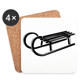 Schlitten Illustration Symbol Grafik Schnee Winter - Untersetzer (4er-Set) - Weiß - Vorne