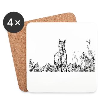 Horses T-shirt Gift Rider - Coasters (set of 4) - white - Front