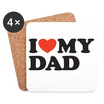 I love my Dad Heart Shirt - Coasters (set of 4) - white - Front