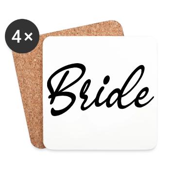 Braut passende Verlobung Brautdusche Hochzeit - Untersetzer (4er-Set) - Weiß - Vorne