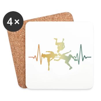 Herzschlag Parkour Sideflip EKG Puls - Untersetzer (4er-Set) - Weiß - Vorne