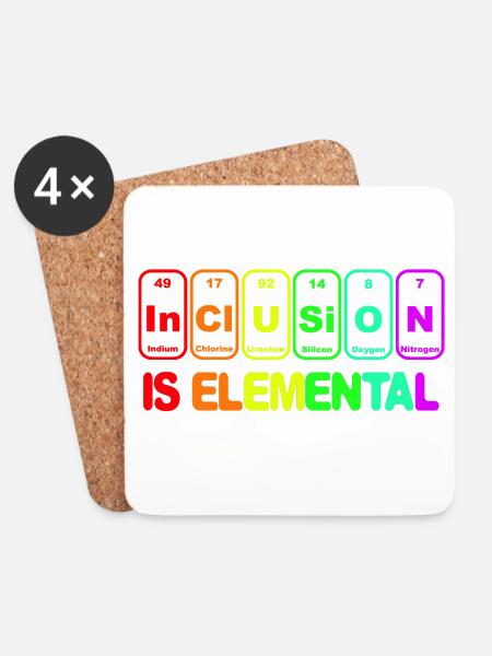 Inklusion ist elementar # - Untersetzer (4er-Set) - Weiß