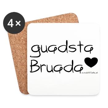 guadsta Bruada - bester Bruder, Dialekt - Untersetzer (4er-Set) - Weiß - Vorne