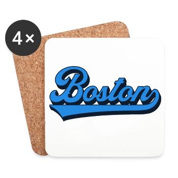 Boston Blau Script Retro - Untersetzer (4er-Set) - Weiß - Vorne