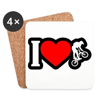 Ich liebe Radfahren - Untersetzer (4er-Set) - Weiß - Vorne