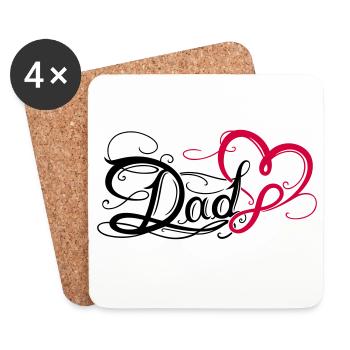Dad Papa Vatertag Tattoo - Untersetzer (4er-Set) - Weiß - Vorne