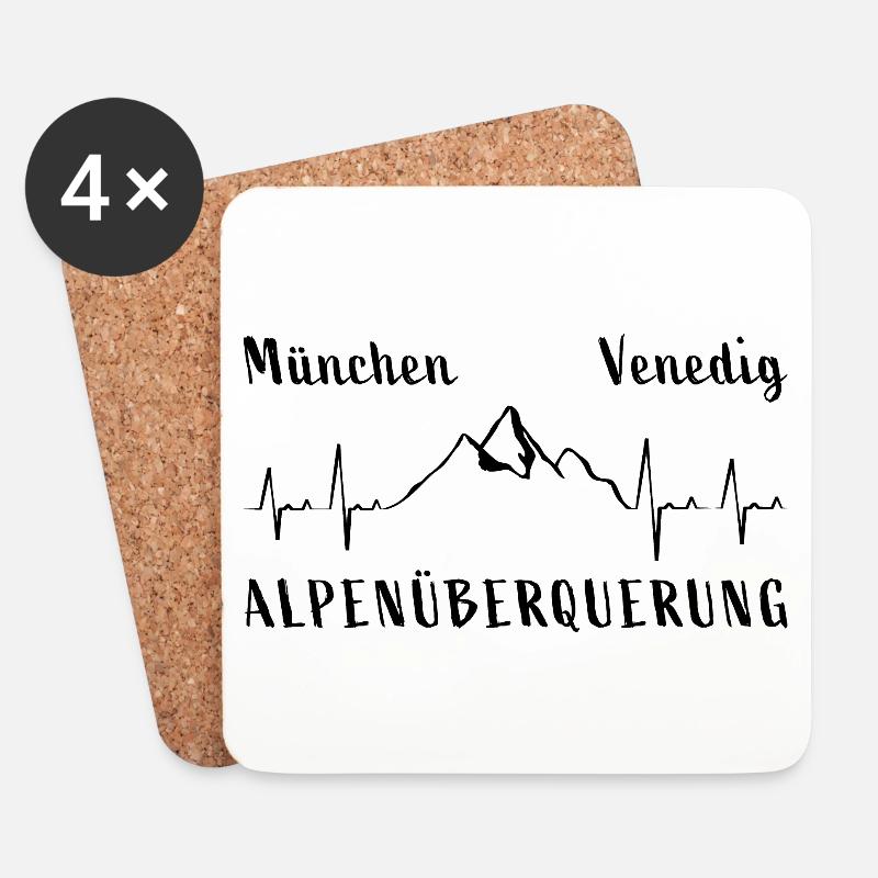 München Venedig Alpenüberquerung Herzschlag Berge - Untersetzer (4er-Set) - Weiß