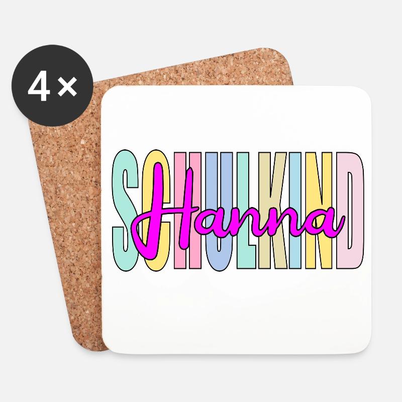 SCHULKIND MÄDCHEN - SCHRIFTZUG NAME HANNA - Untersetzer (4er-Set) - Weiß