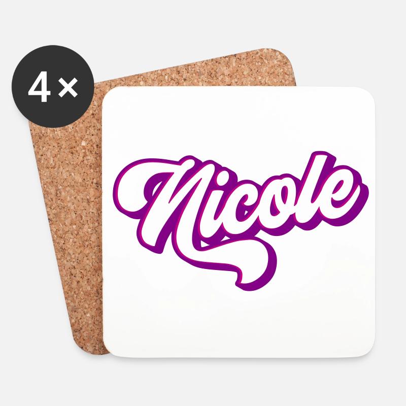 Nicole | Farben änderbar - Untersetzer (4er-Set) - Weiß