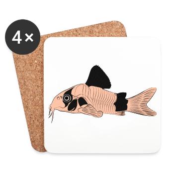 Corydoras panda panzerwels, aquarium catfish wels - Dessous de verre (lot de 4) - blanc - Devant