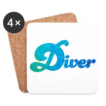 Diver Divers Ocean Sea Underwater World Sea Cool - Coasters (set of 4) - white - Front