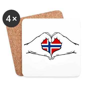 Norwegen Flagge Hände Herzform - Untersetzer (4er-Set) - Weiß - Vorne