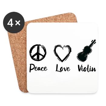 Frieden Liebe Violine - Untersetzer (4er-Set) - Weiß - Vorne