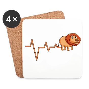 Lion Heartbeat Line Logo - Coasters (set of 4) - white - Front