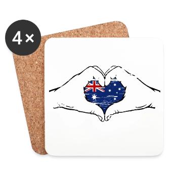 Australien Flagge Herzform used - Untersetzer (4er-Set) - Weiß - Vorne
