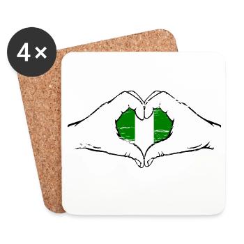 Nigeria Flag Heart Shape Used - Coasters (set of 4) - white - Front