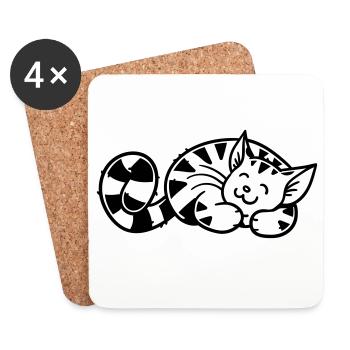 Cartoon Kitten - Untersetzer (4er-Set) - Weiß - Vorne