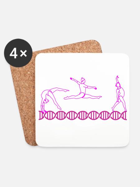 Turnen Gymnastics DNA DNS | Farben änderbar - Untersetzer (4er-Set) - Weiß