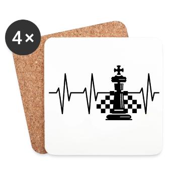 Brick Pattern Pulse Chess Heartbeat King icon - Coasters (set of 4) - white - Front