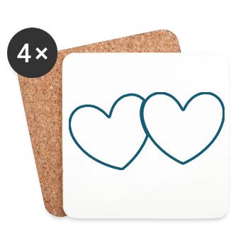 blue heart valentine's day gift - Coasters (set of 4) - white - Front