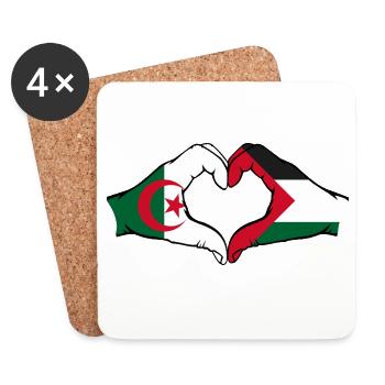 Algérie Palestine Forme de coeur avec les mains - Dessous de verre (lot de 4) - blanc - Devant