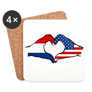 Forme de coeur Holland USA avec les mains - Dessous de verre (lot de 4) - blanc - Devant