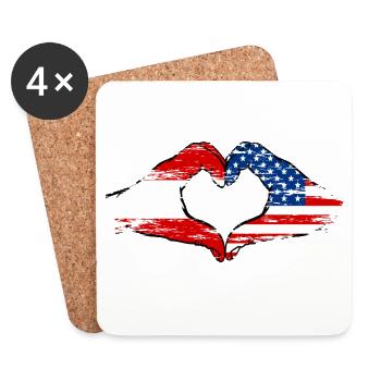 Austria USA heart shape with hands used - Coasters (set of 4) - white - Front