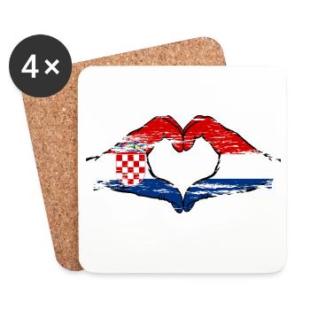 Kroatien Holland Herzform mit Hände used - Untersetzer (4er-Set) - Weiß - Vorne